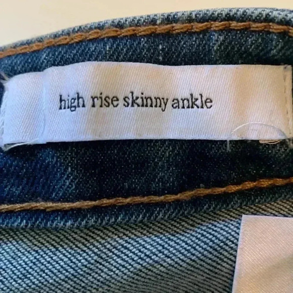 Sam Edelman High Rise Skinny Ankle  Jean w 2 Faux Crystals Panel On Each Leg - Picture 5 of 9